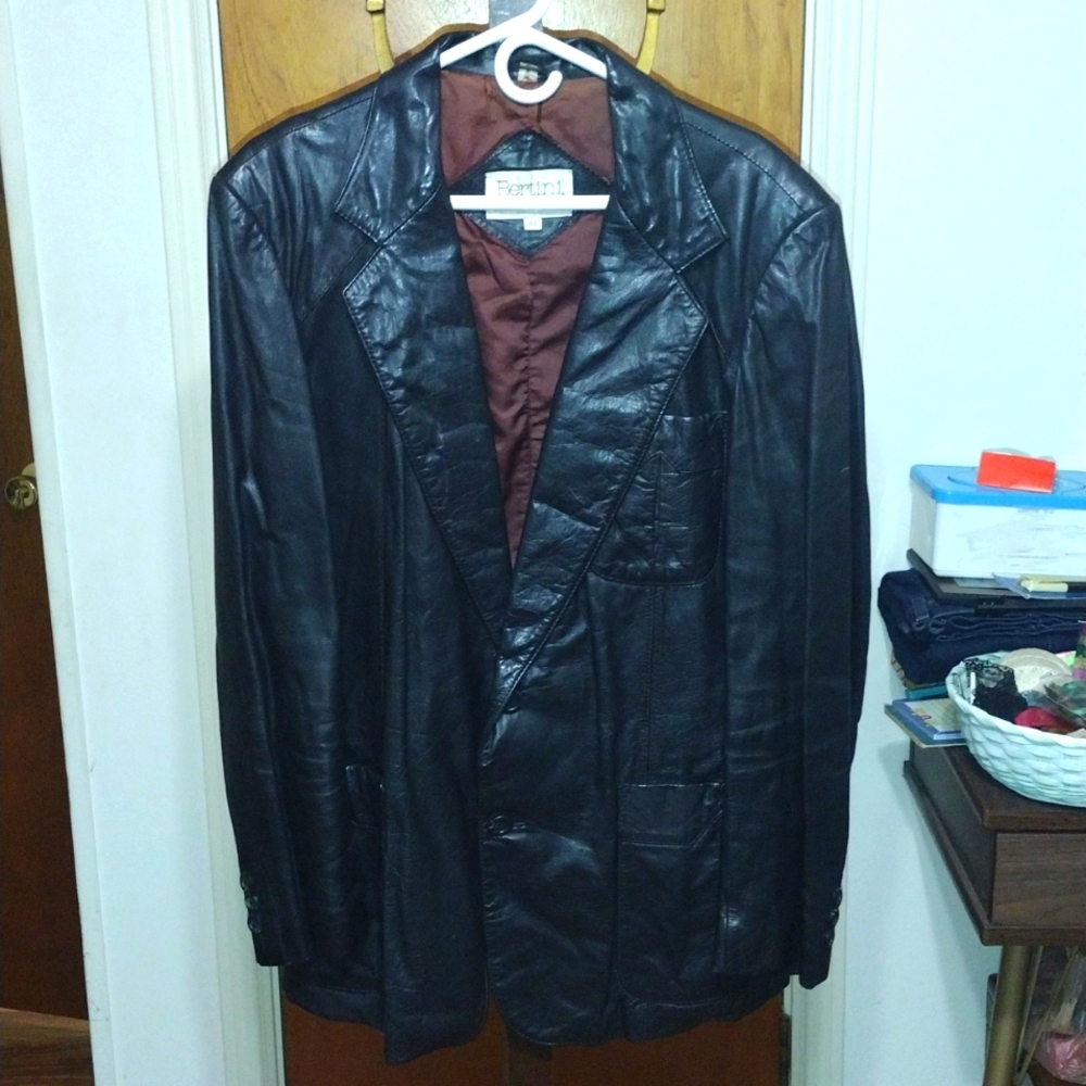Bertini Men's Vintage Two Button Leather Jacket
